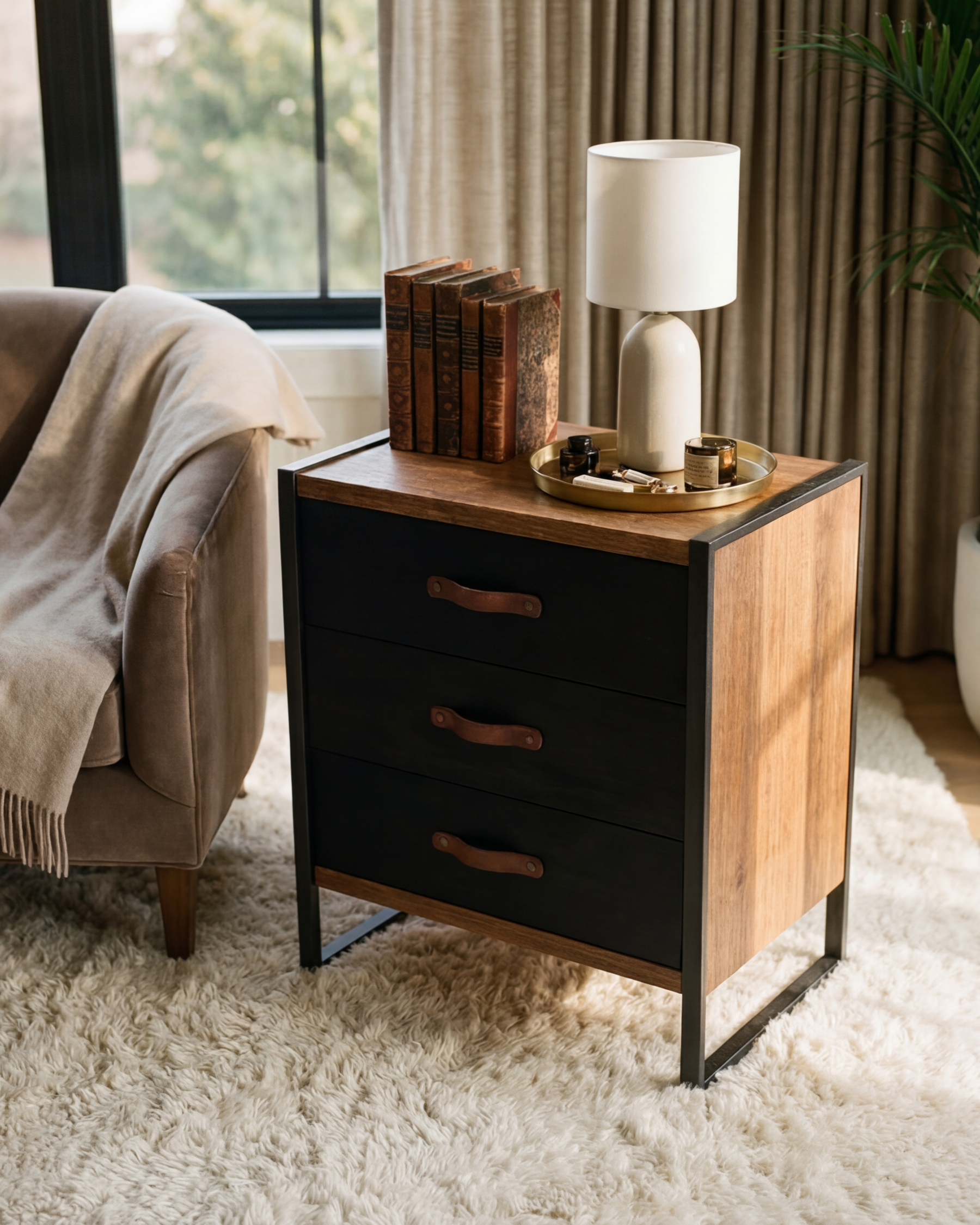 Midnight Frame 3-Drawer Bedside Cabinet 