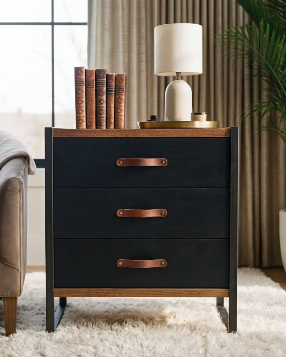 Midnight Frame 3-Drawer Bedside Cabinet 