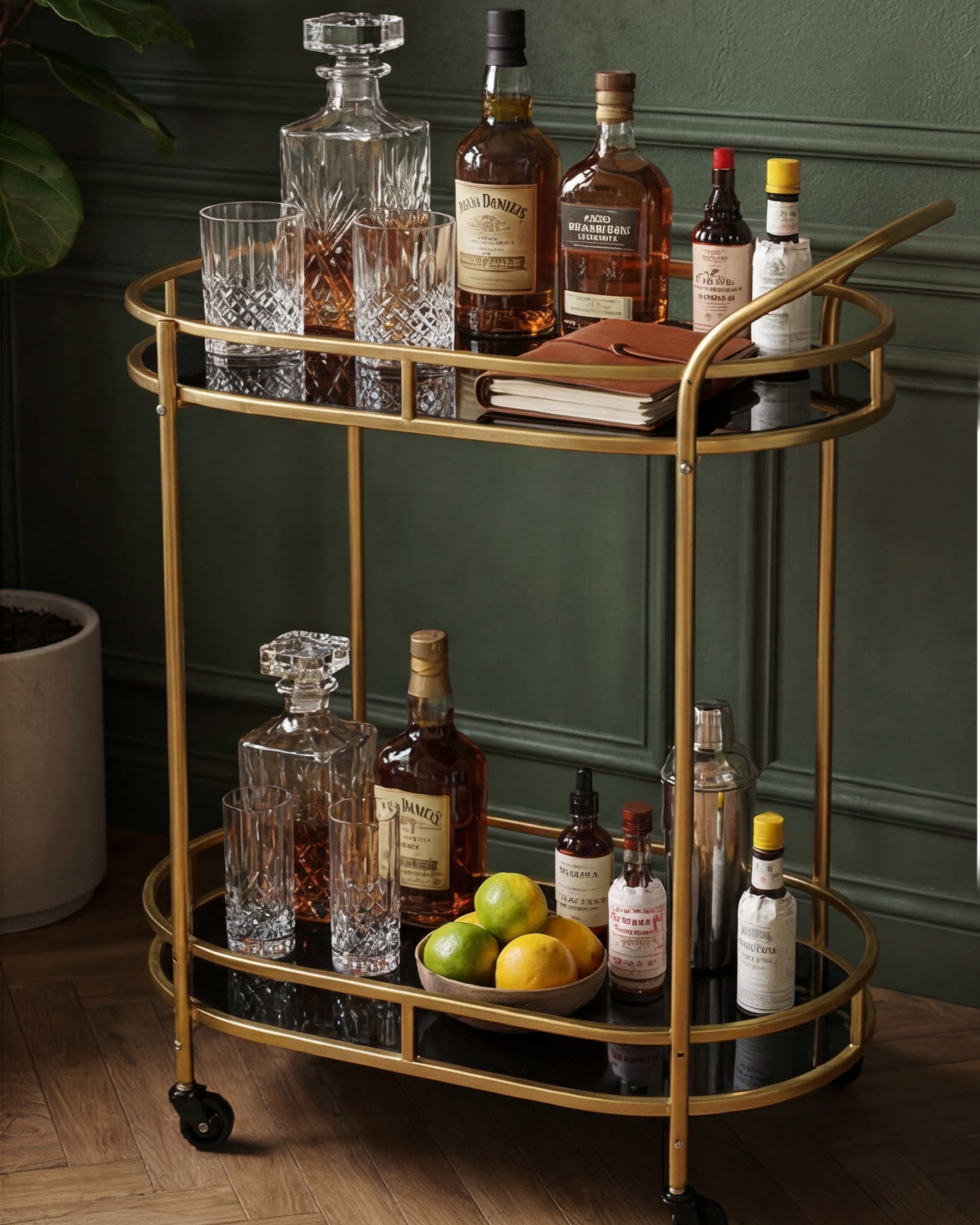 Heritage Curve Serving Bar Cart 