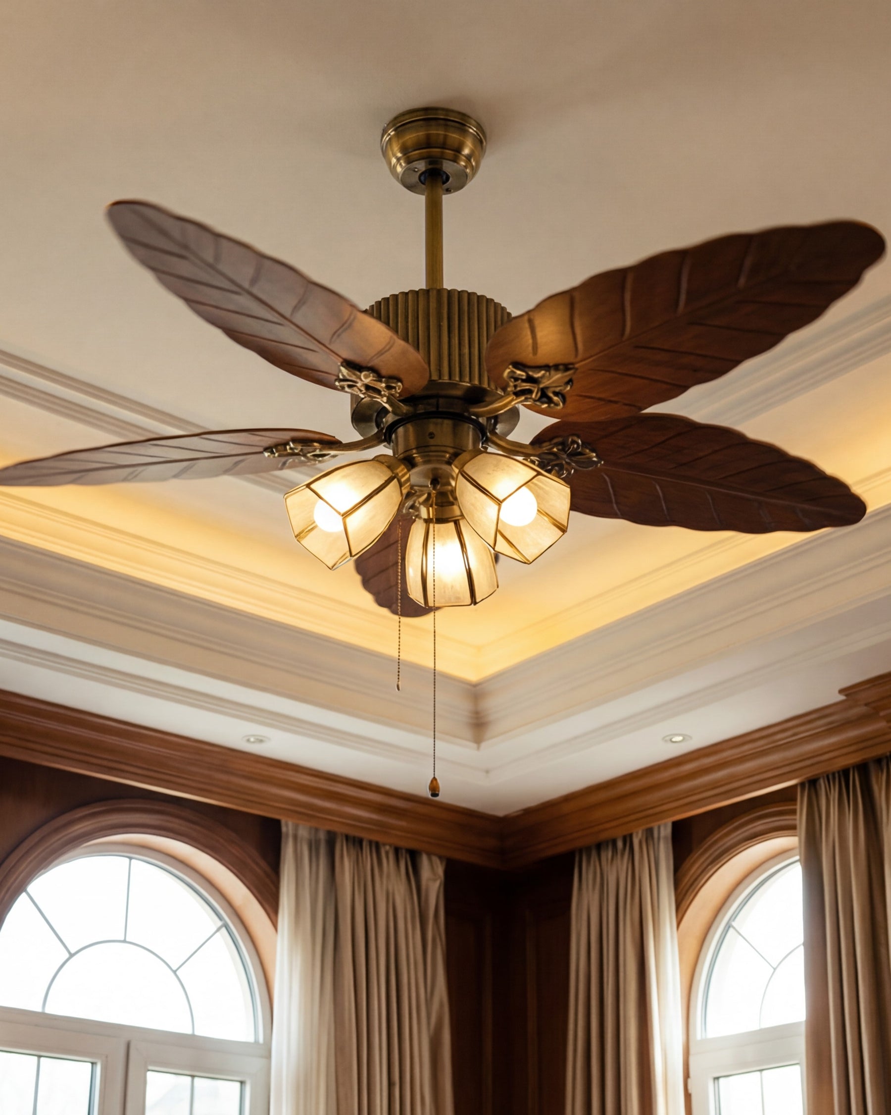 Palm Leaf Vintage Ceiling Fan with 3 Lights 