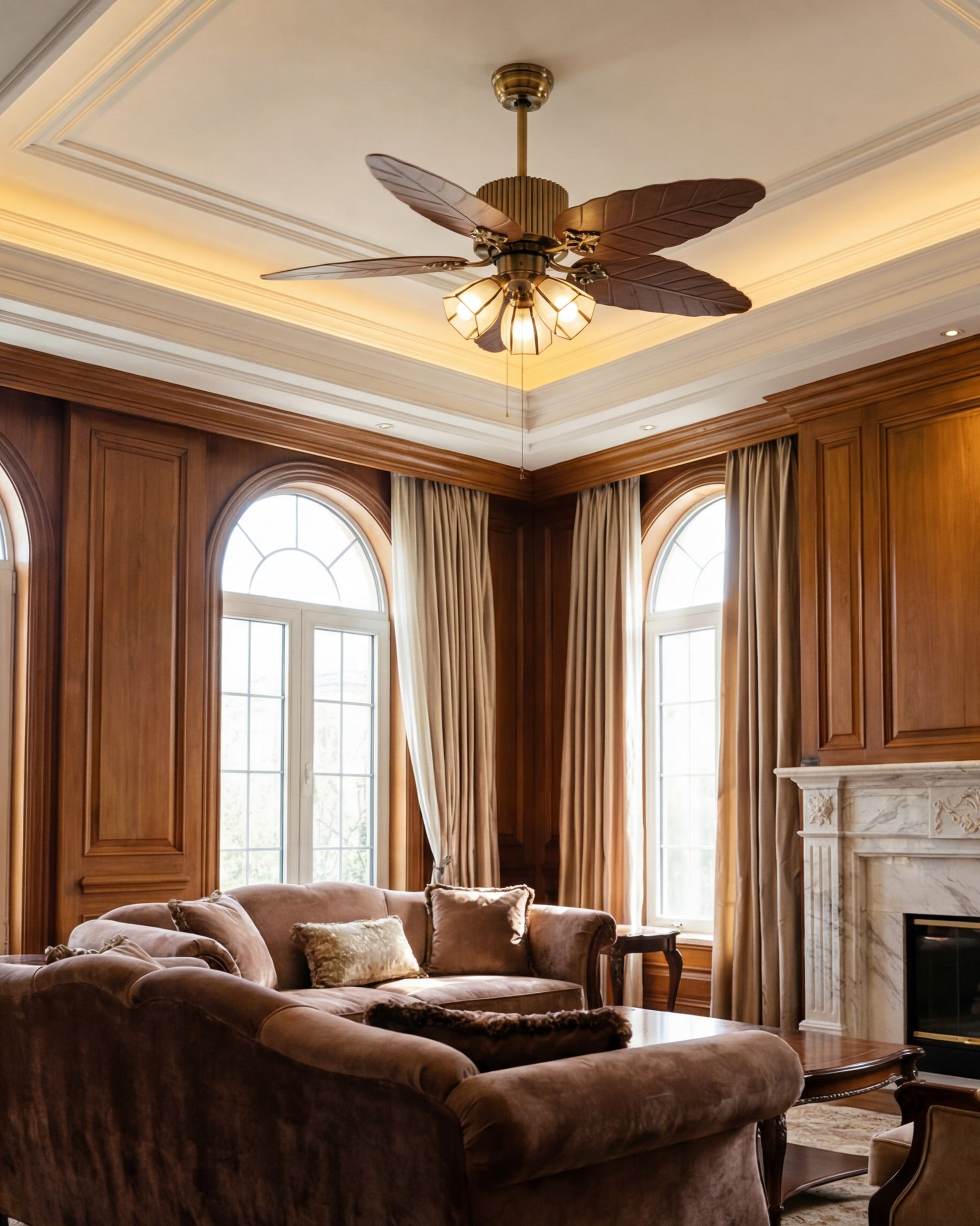 Palm Leaf Vintage Ceiling Fan with 3 Lights 