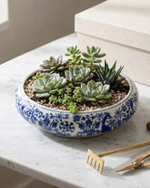 Indigo Bloom Ceramic Planter - 21 CM 
