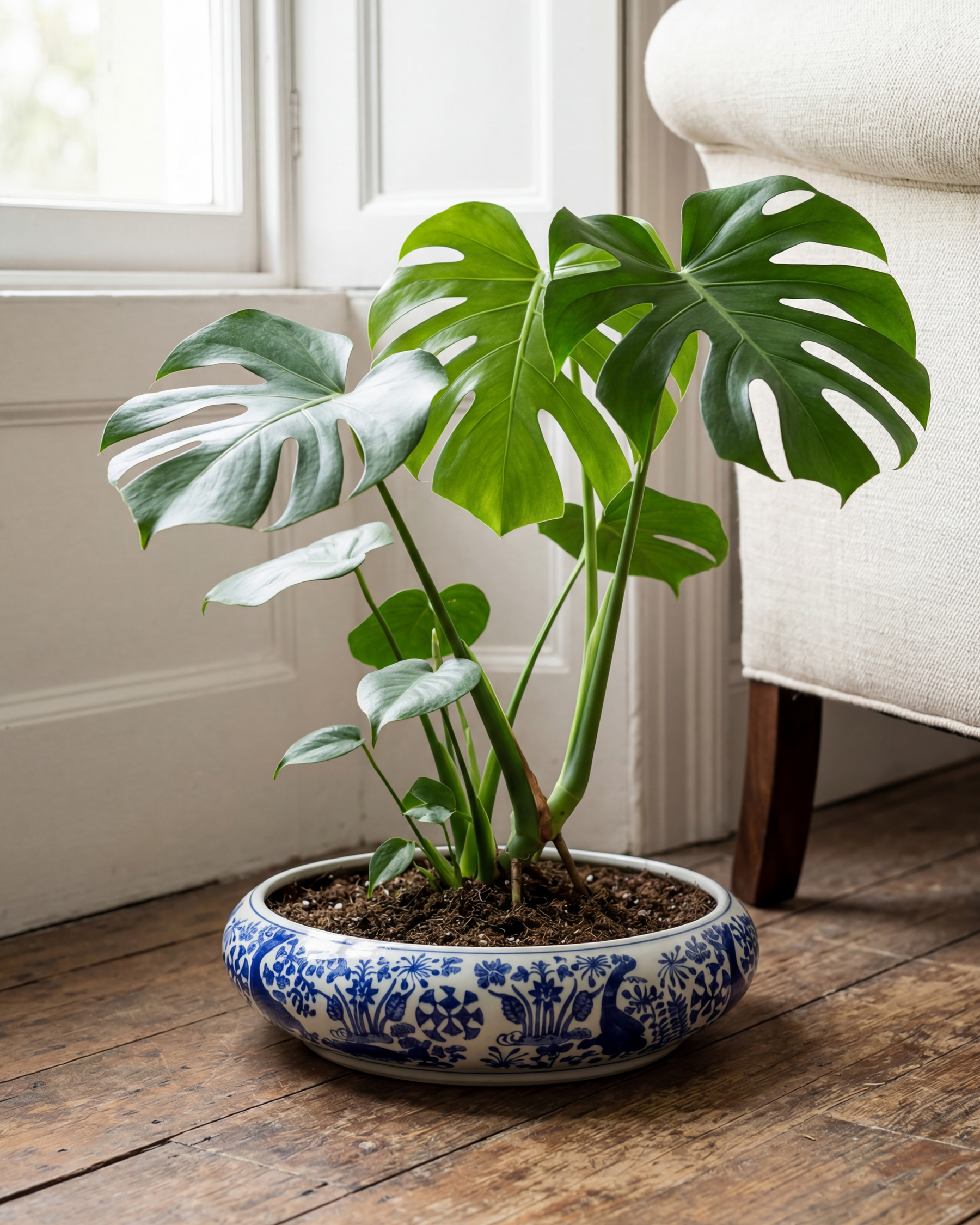 Indigo Bloom Ceramic Planter - 21 CM 