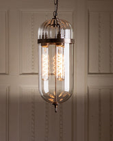 Vintage Industrial Cage Pendant Light - Amber 