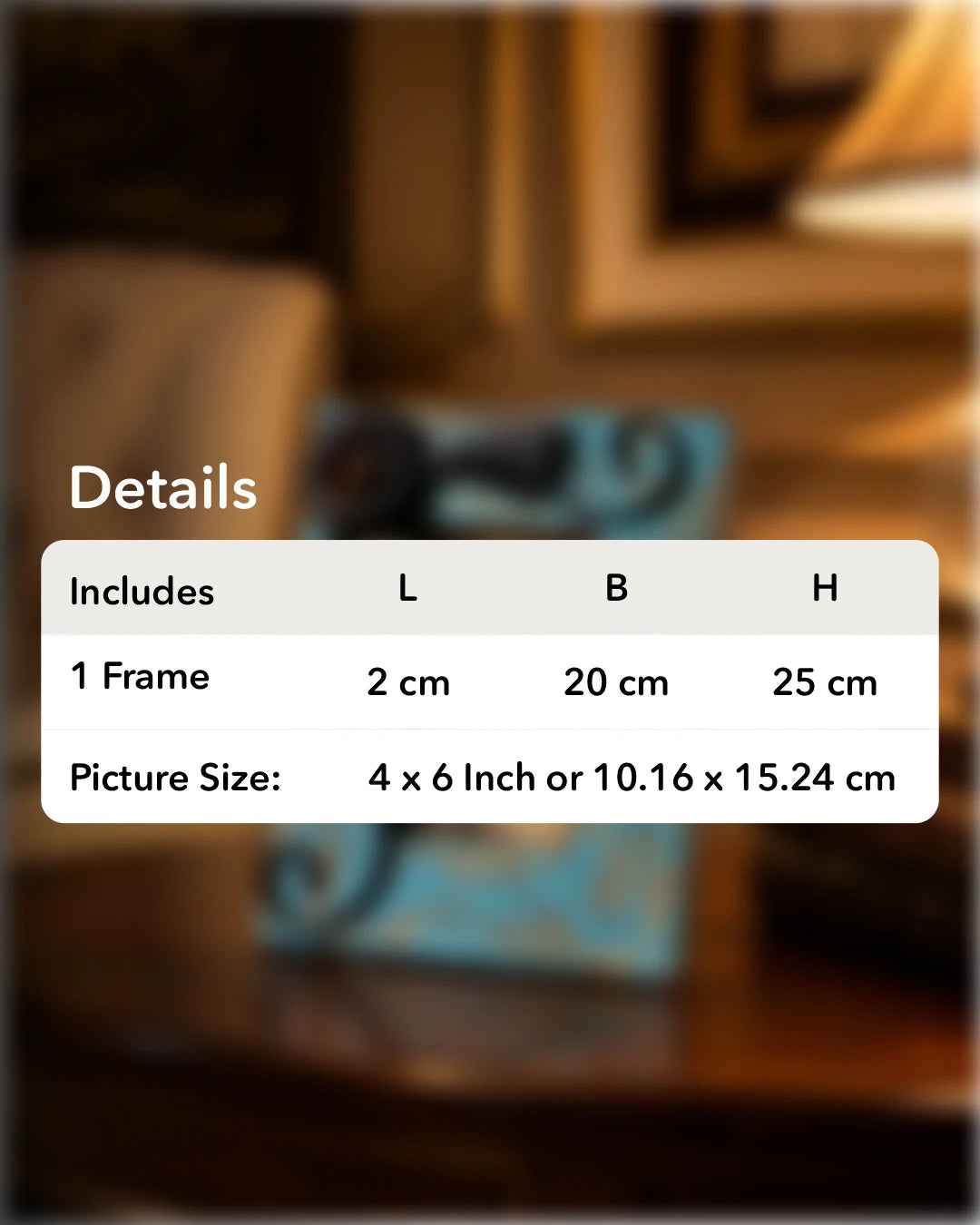 Turquoise Rustic Floral Accent Photo Frame 