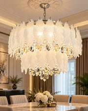 Frosted Plume Cascade Chandelier