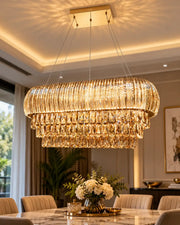 Grand Tiered Crystal Bar Chandelier - Amber