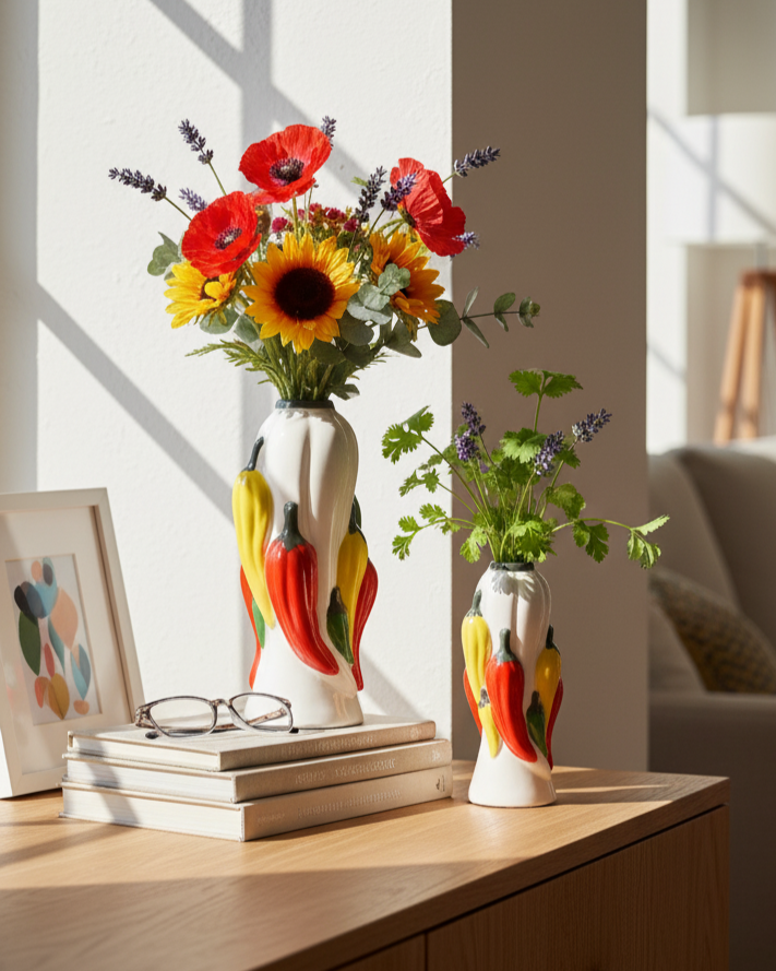 Spicy Motifs Ceramic Vase - Small