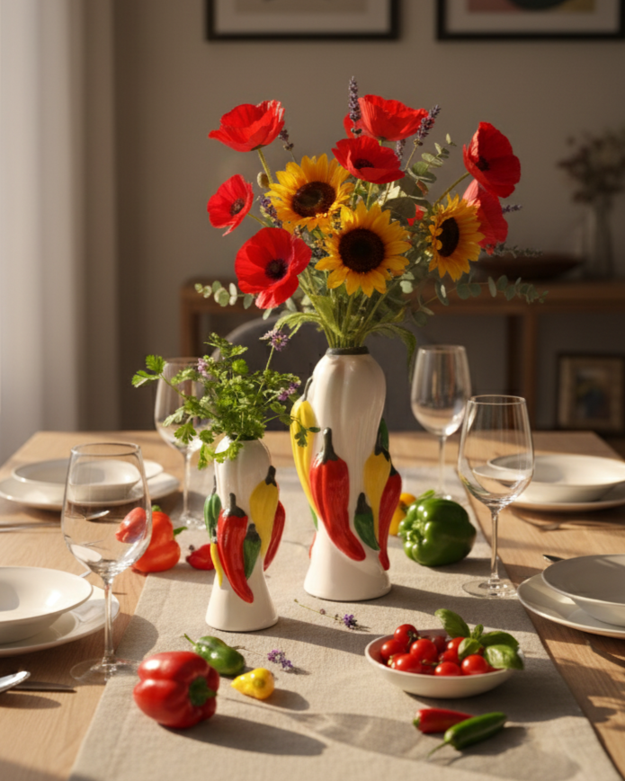 Spicy Motifs Ceramic Vase - Small 