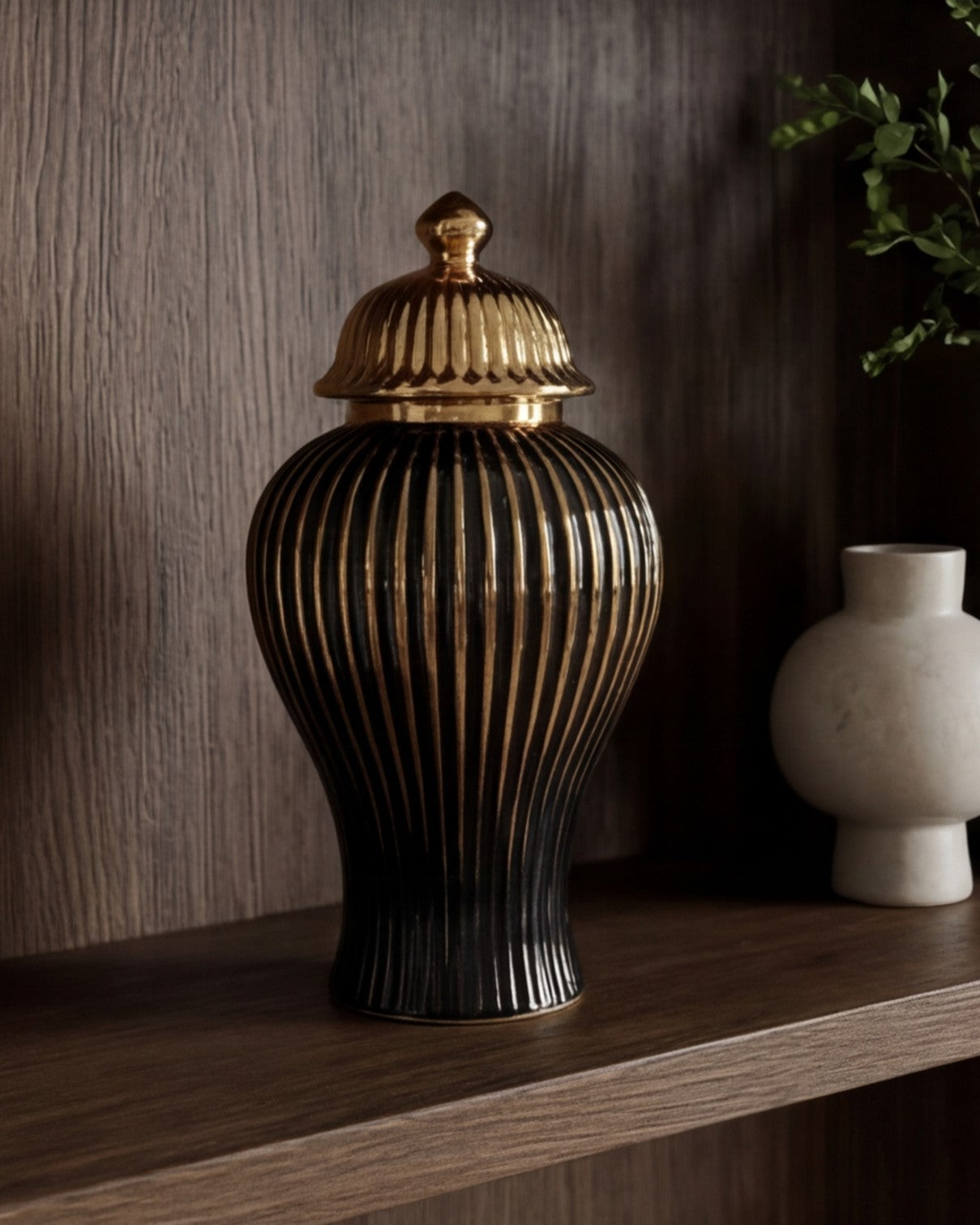 Regal Golden Stripe Temple Jar - Large 