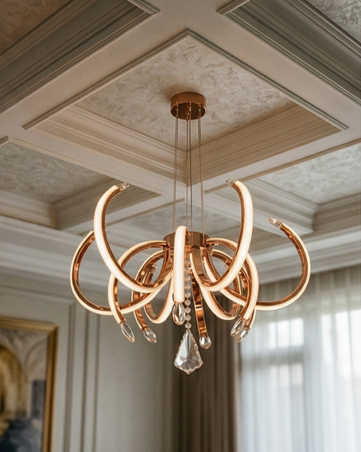 Contemporary Curve Drop Chandelier 