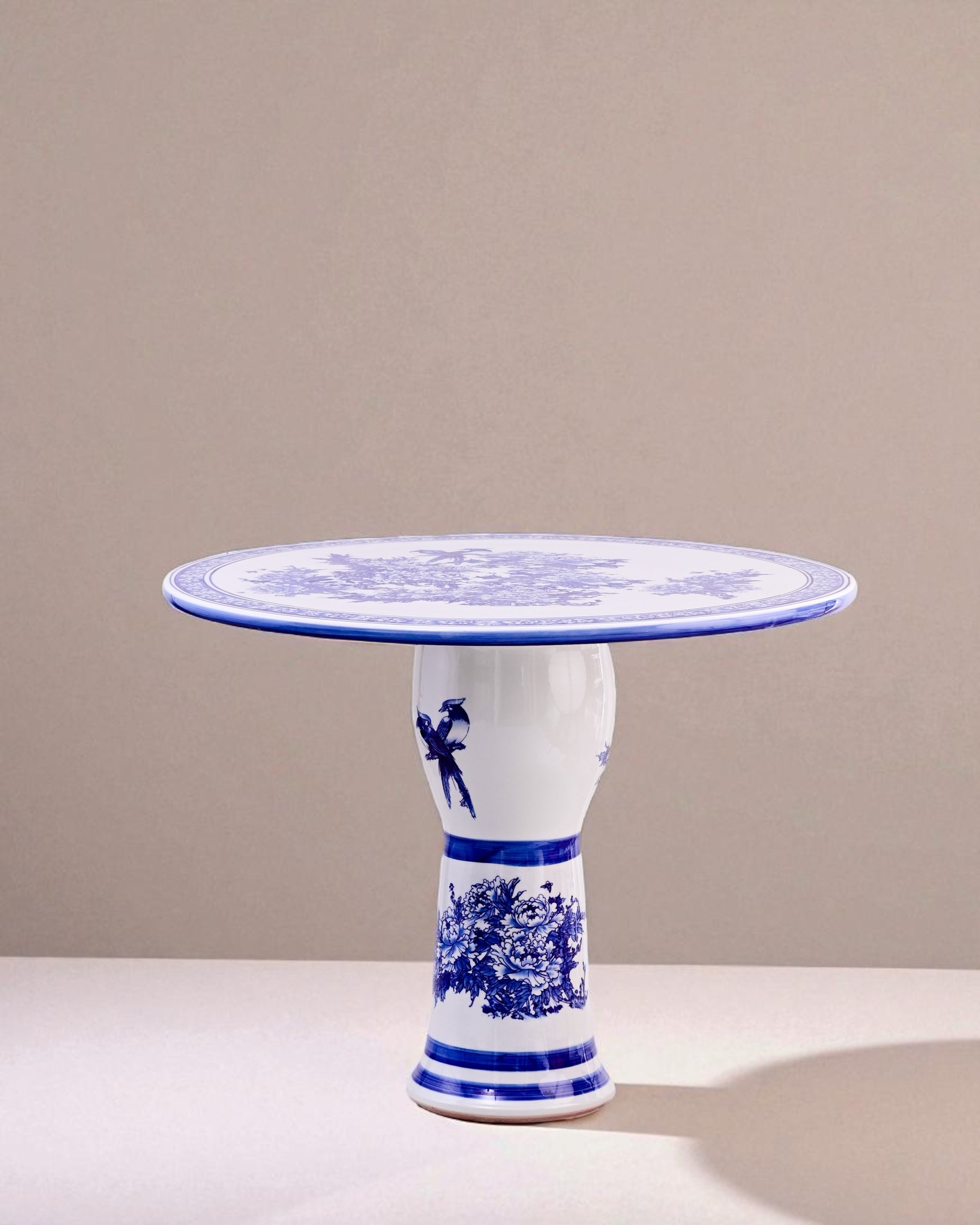 Royal  Blue & White Floral Porcelain Center Table 