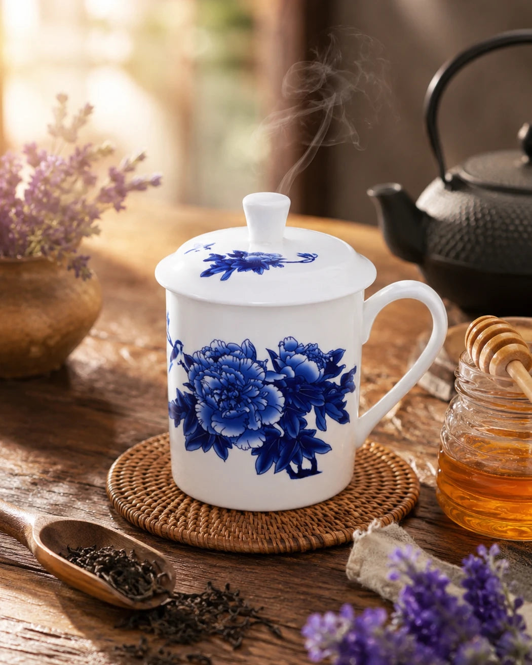 'Royal Blue Blossom' Fine Bone China Mug
