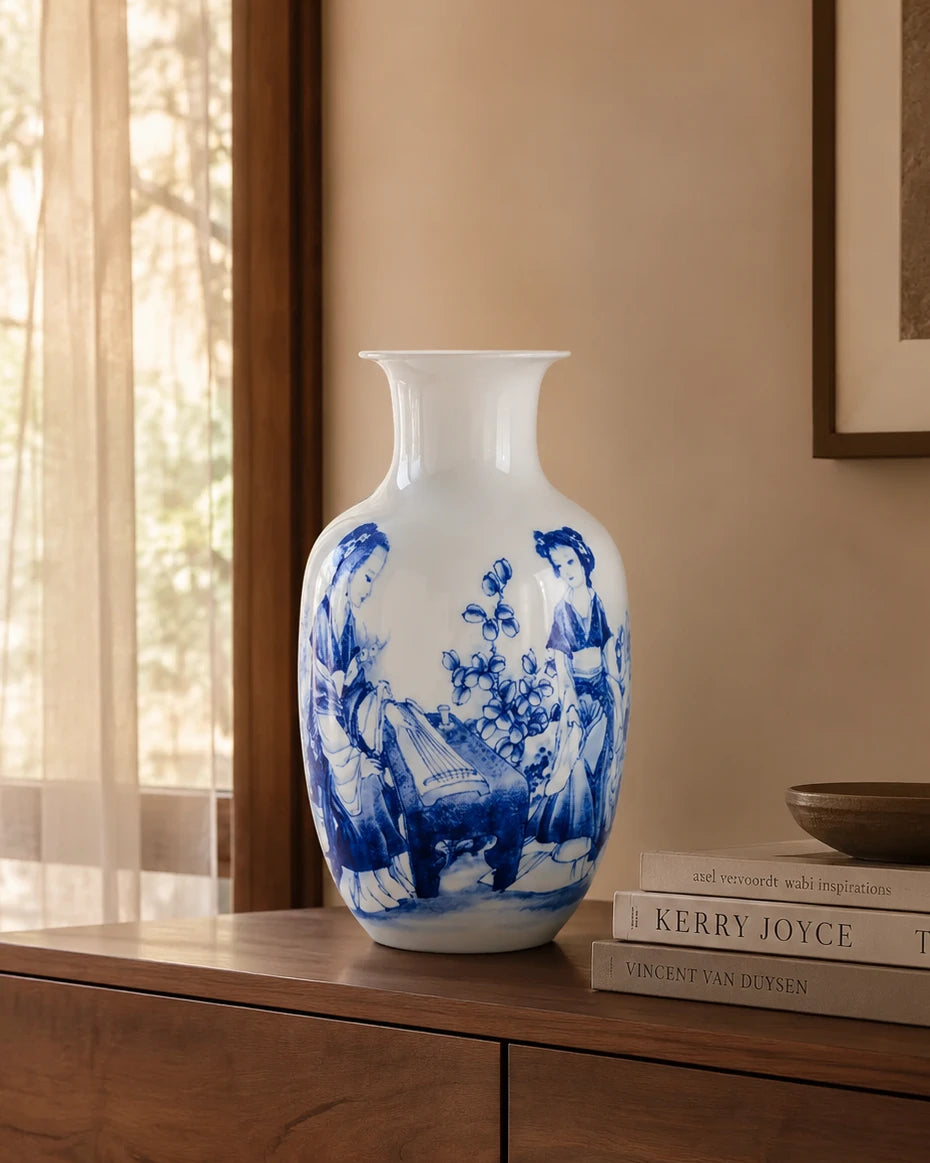 Imperial Blue & White Handcrafted Bone China Vase 