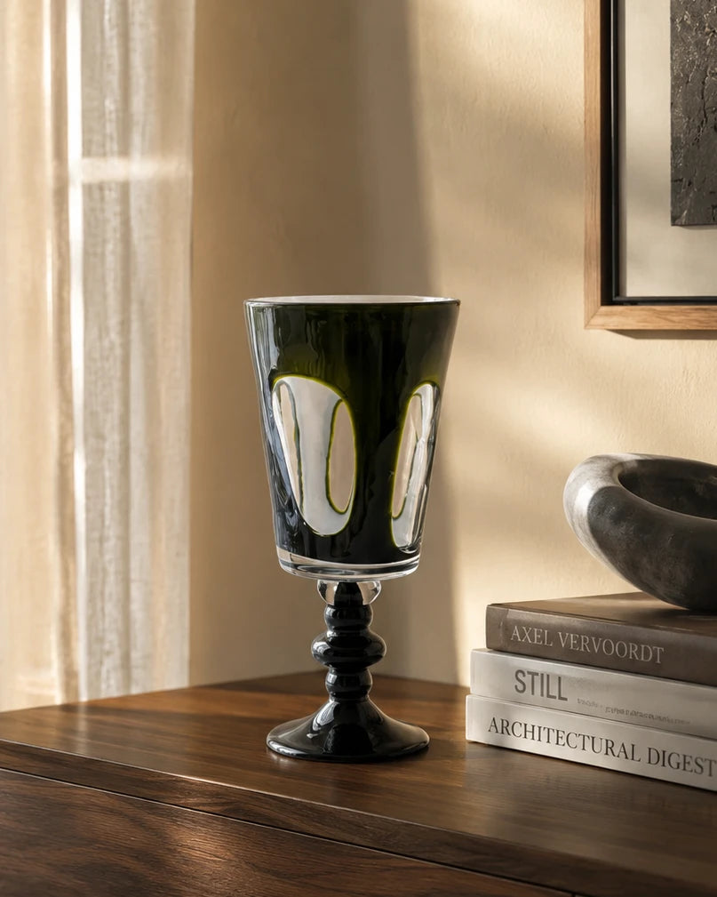 Midnight Elegance Glass Vase 