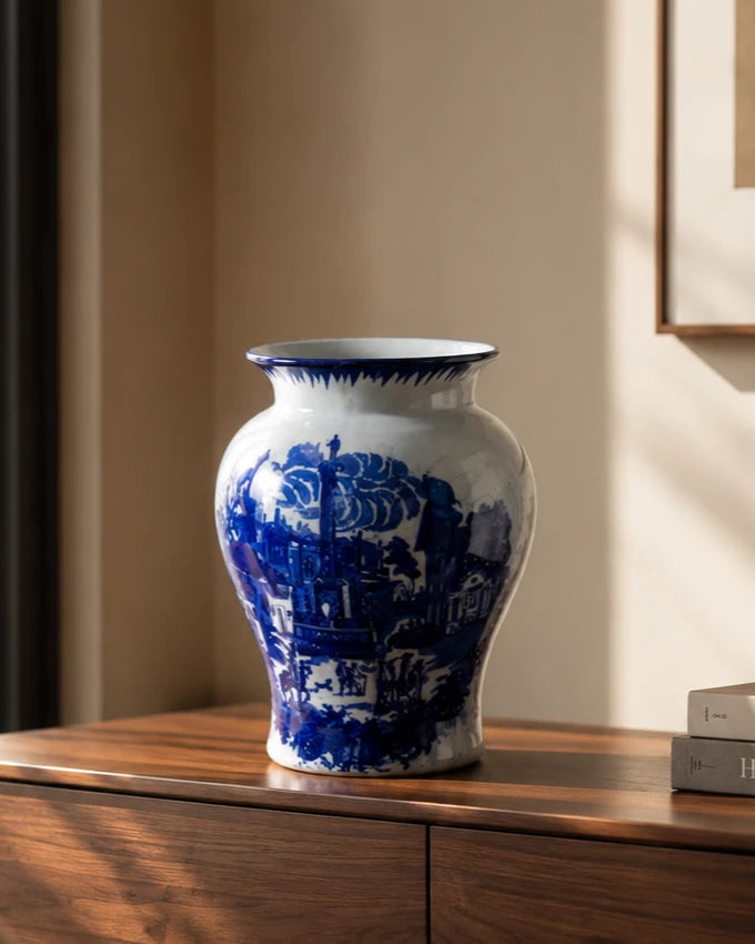 Classic Blue Scenic Vase 