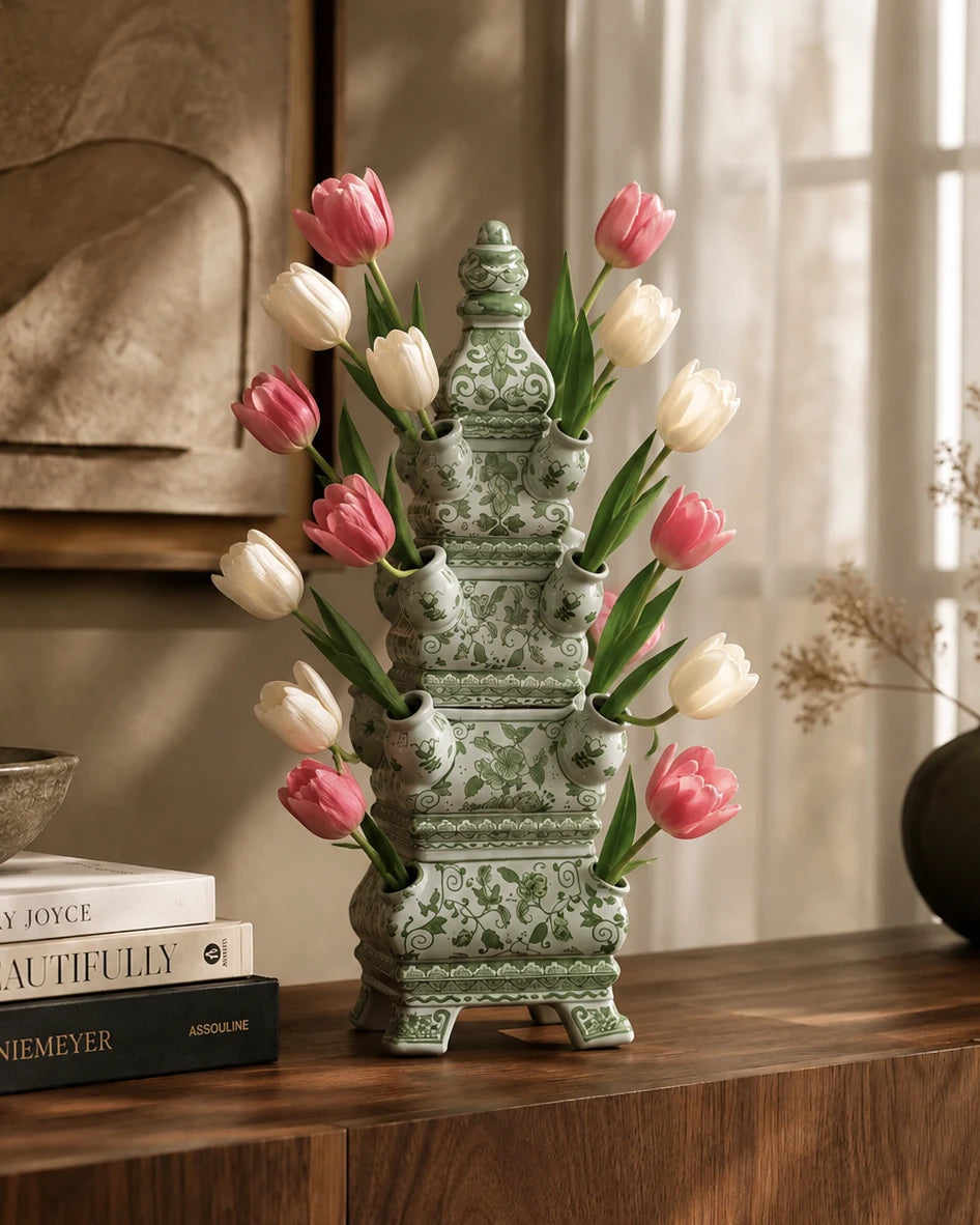 'Country Estate' Tulipiere Tower Vase - Green