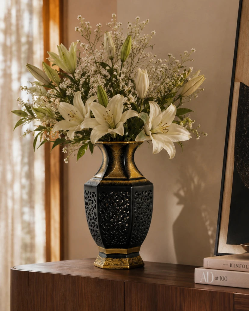 Imperial Noir Facet Cut Vase 