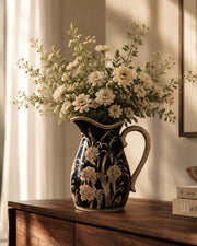 Midnight Blossom Pitcher Vase