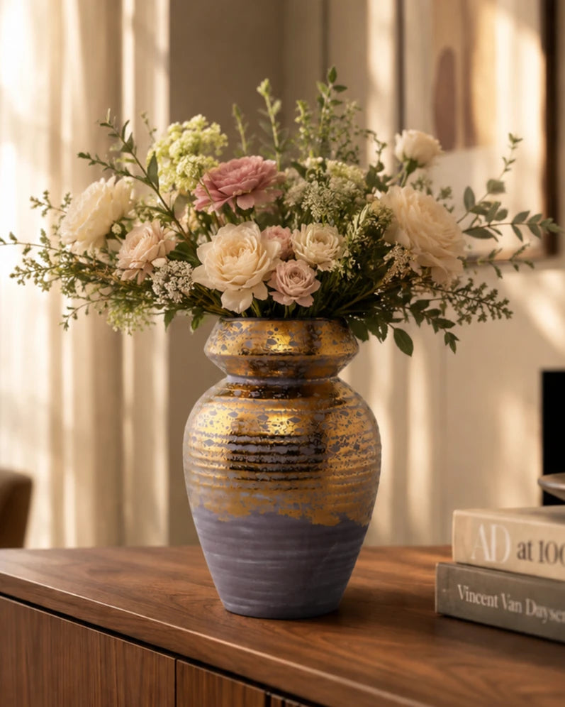 Golden Aura Dual Tone Textured Vase