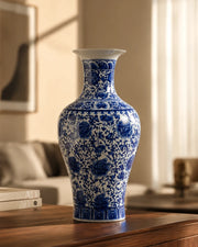 Oriental Indigo Floral Ceramic Vase