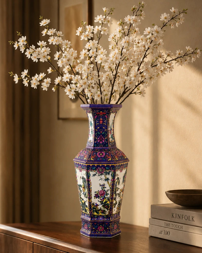 Dynasty Garden Cloisonné Vase - Blue