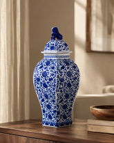Floral Harmony Temple Jar With Lion Lid - 62 cm 