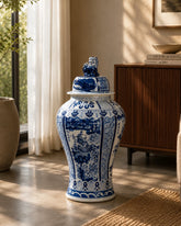 Royal Heritage Landscape Temple Jar with Guardian Lid - 116 CM 