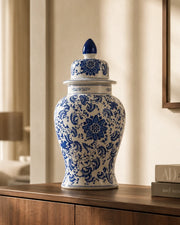 Blue Dynasty Floral Temple Jar - 62 CM