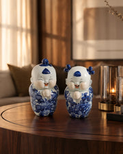 Smiling Monk Harmony Decorative Figurines - Set Of 2