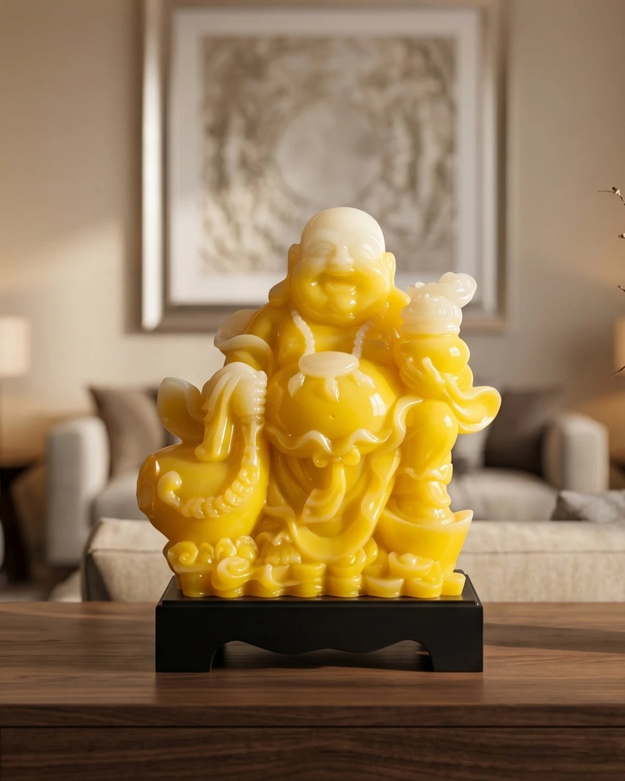 Prosperity Laughing Buddha Figurine - Yellow 