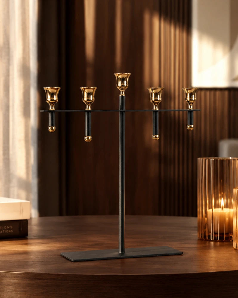 Regal Elegance: 5-Arm Candle Holder