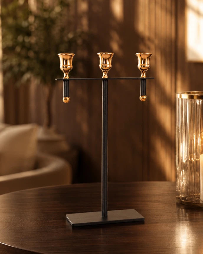 Radiant Trio: Exquisite 3 Arm Candle Holder
