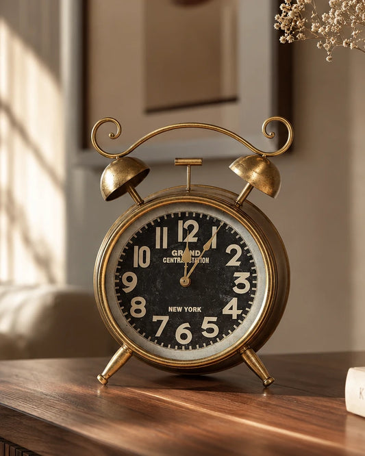 'Antiquite' Rustic Gold Table Clock