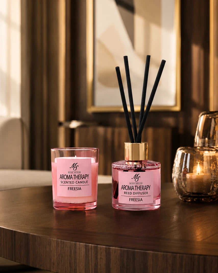 Freesia Therapy Aroma Candle & Reed Diffuser Set 