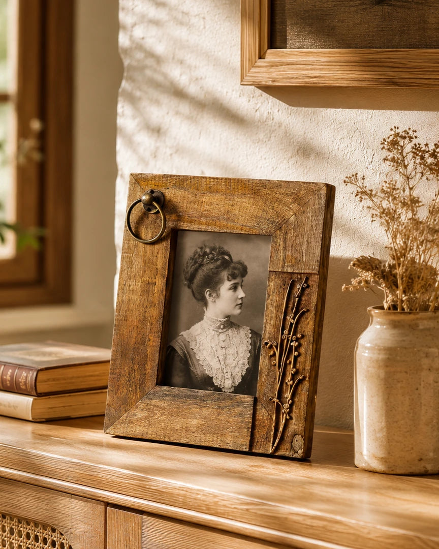 Rustic Botanical Ring Accent Photo Frame 