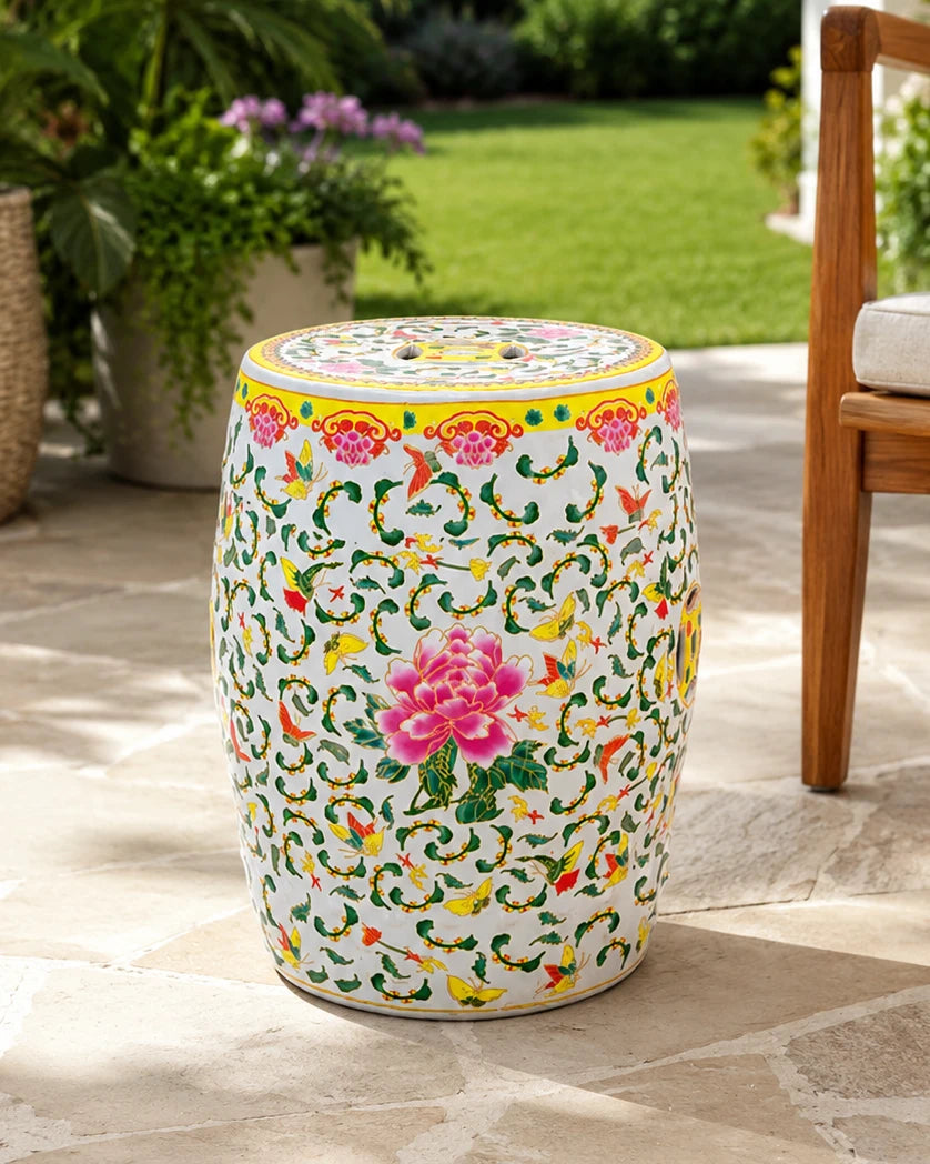 Floral Harmony Garden Stool 
