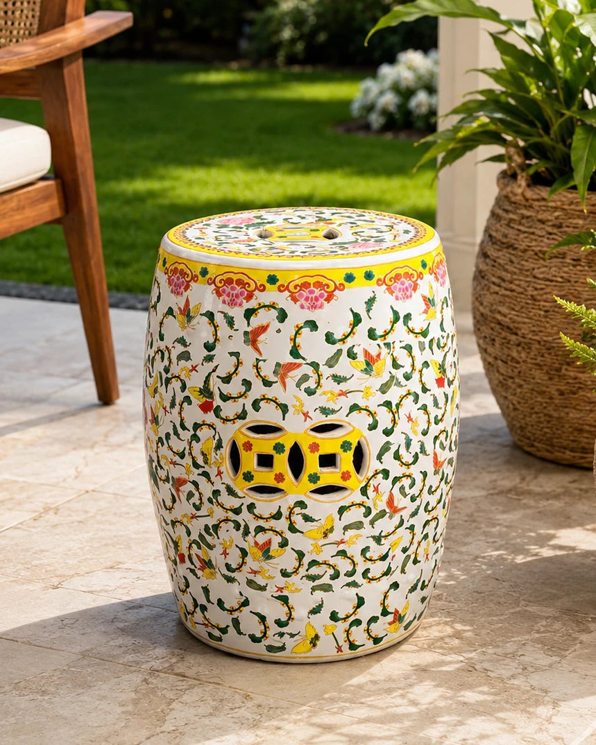 Floral Harmony Garden Stool