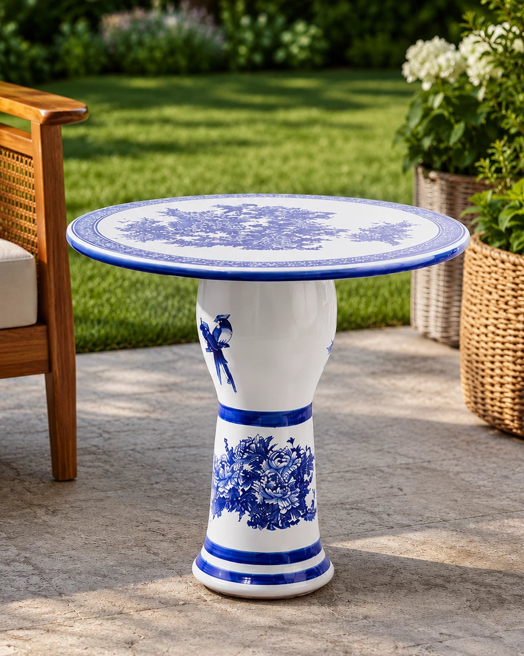 Royal  Blue & White Floral Porcelain Center Table