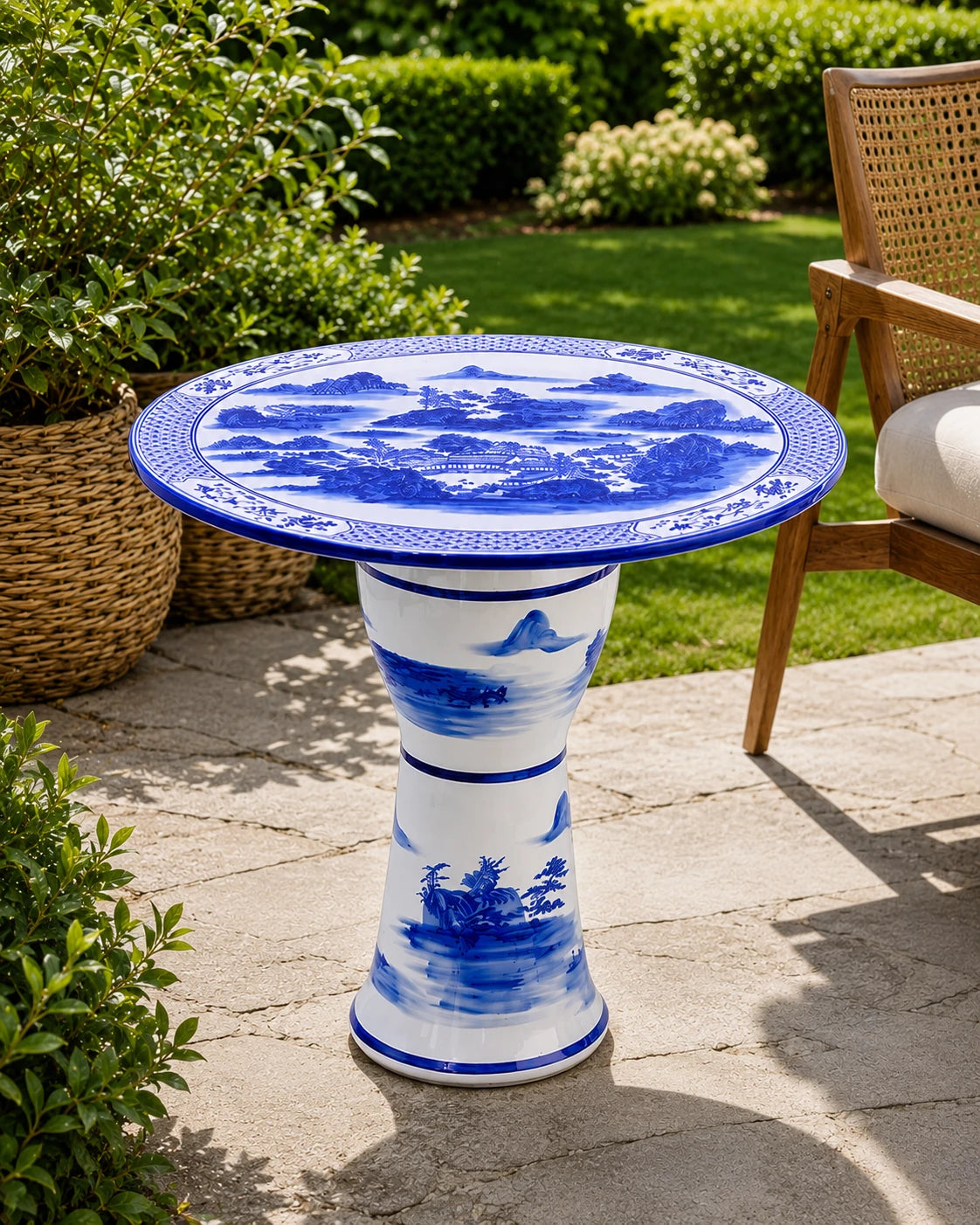 Oriental Landscape Porcelain Center Table 