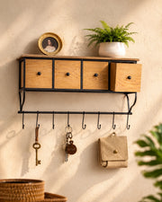'Rustic Charm' Wooden Wall Cabinet - 4 Drawer