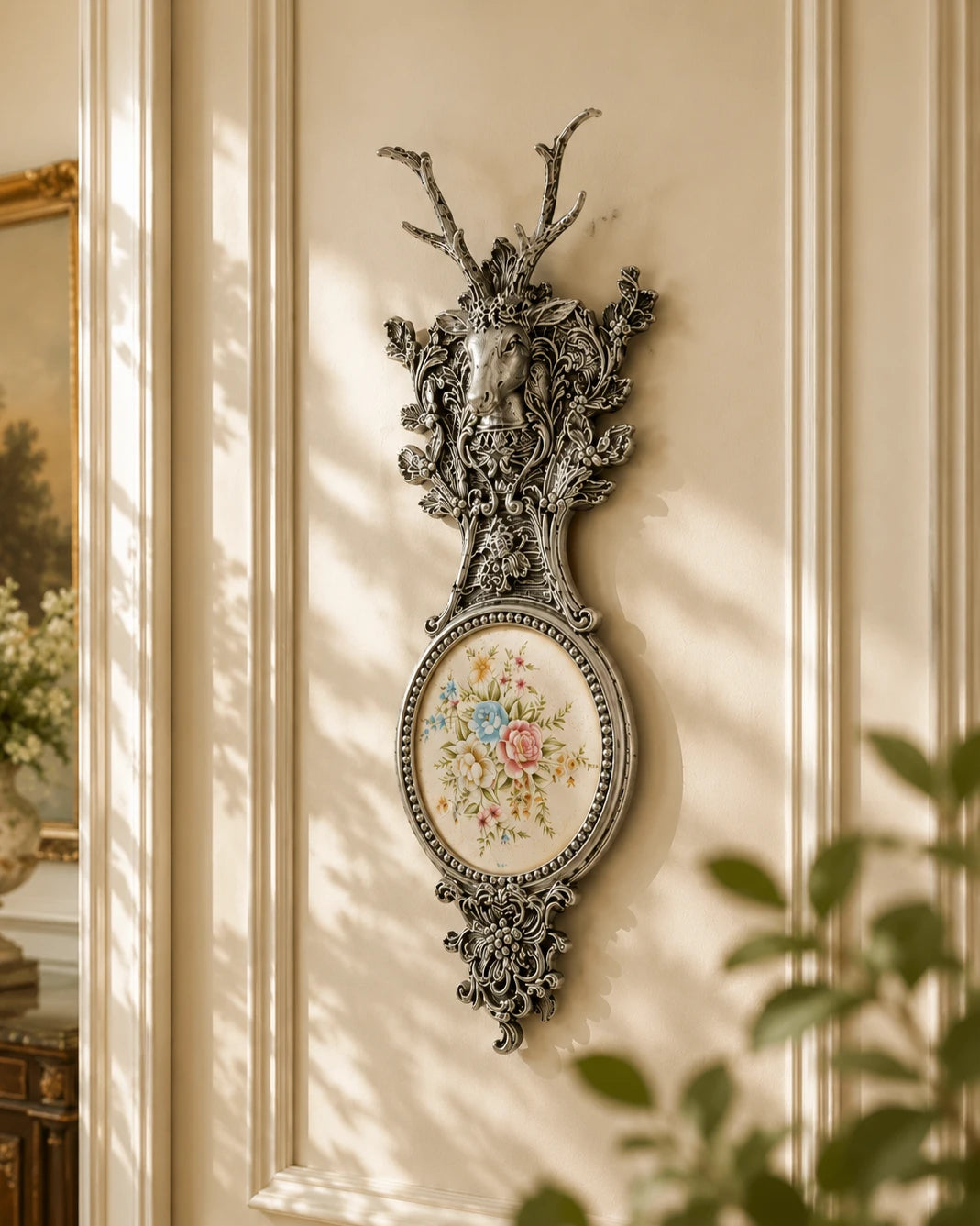 Victorian Antler Floral Wall Accent 