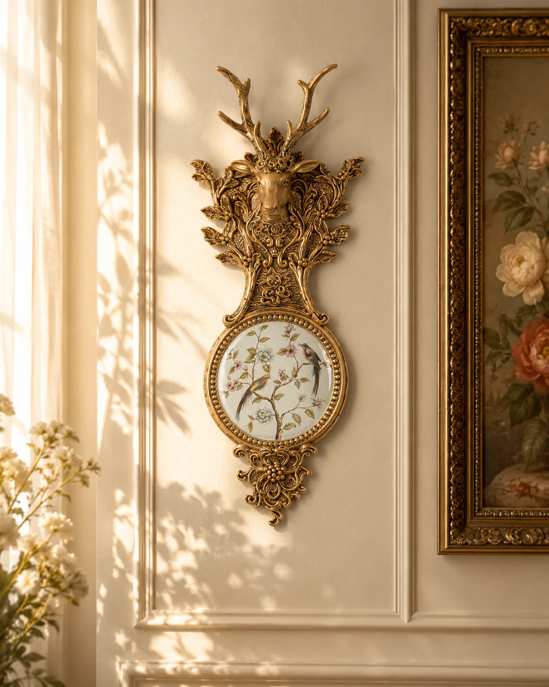 Victorian Antler Floral Wall Accent 