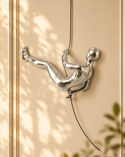 Silver Climbing Man Decorative Sculpture