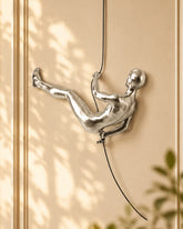 Silver Climbing Man Decorative Sculpture 