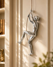 Silver Climbing Man Decorative Sculpture