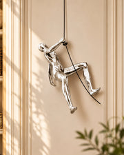 Silver Climbing Man Decorative Sculpture