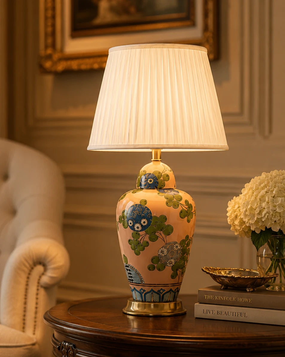 Peach Blossom Ceramic Table Lamp 