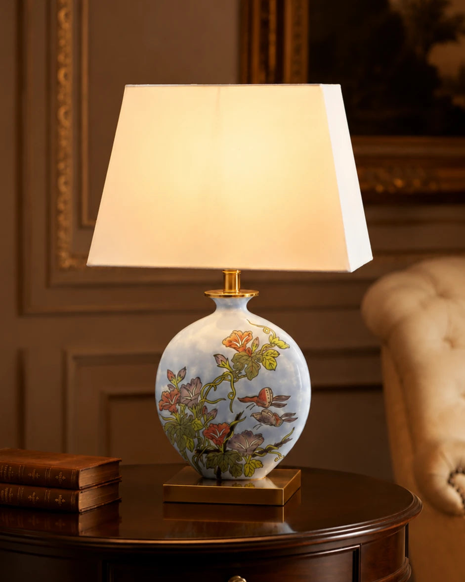 Artistic Floral Ceramic Table Lamp