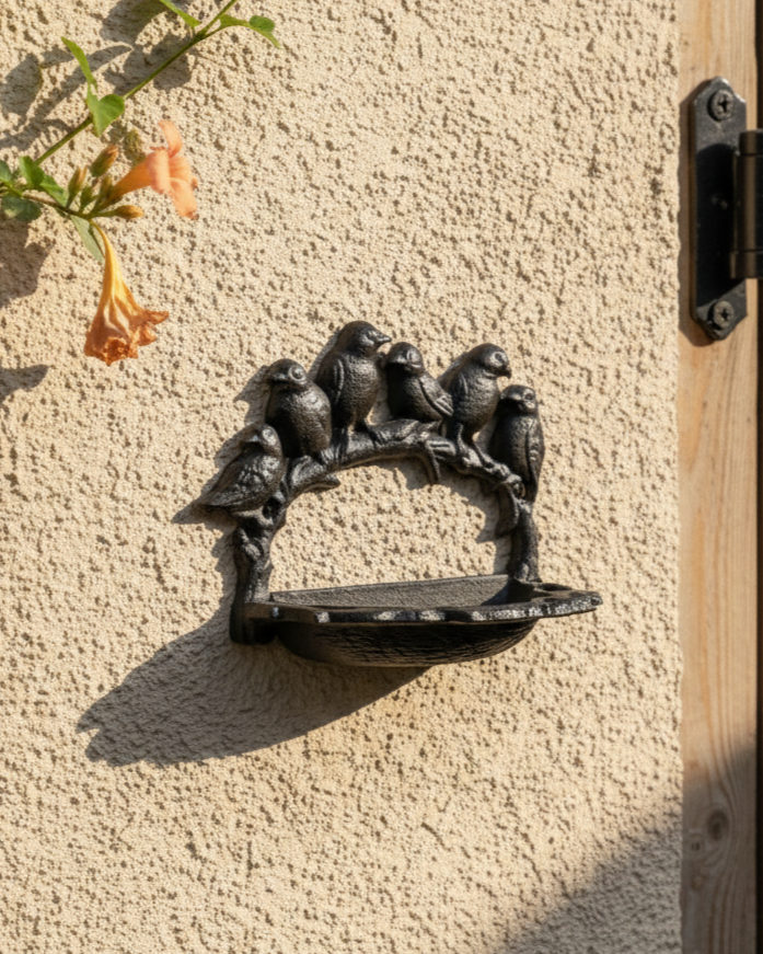 Perched Birds Cast Iron Bird Feeder 